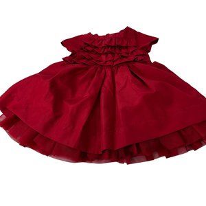 Baby Gap Girl Deep Red Tulle Ruffle Holiday Dress Size 0-3 Months